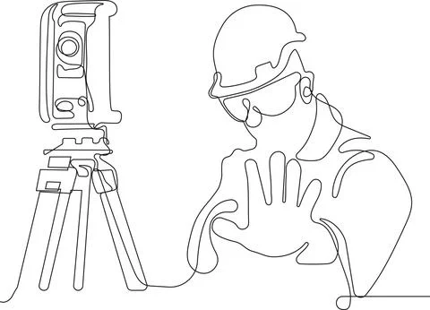 Caucasian worker with helmet on head using tablet Stock Illustration