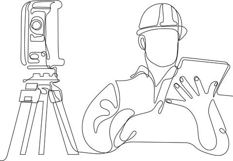 Caucasian worker with helmet on head using tablet Stock Illustration