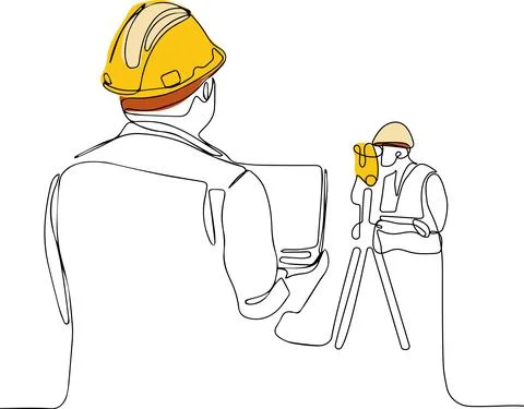 Caucasian worker with helmet on head using tablet イラスト素材