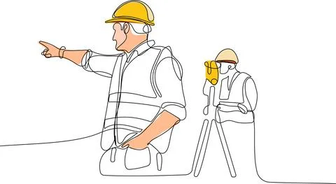 Caucasian worker with helmet on head using tablet 스톡 일러스트