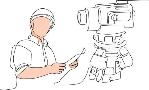 Caucasian worker with helmet on head using tablet Illustrazione stock