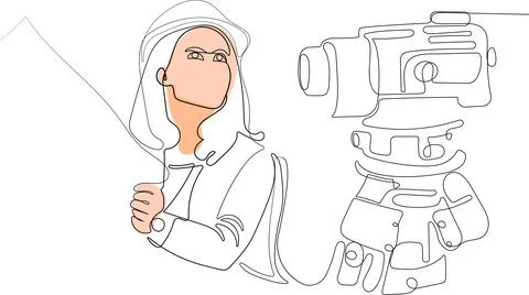 Caucasian worker with helmet on head using tablet Stock Illustration