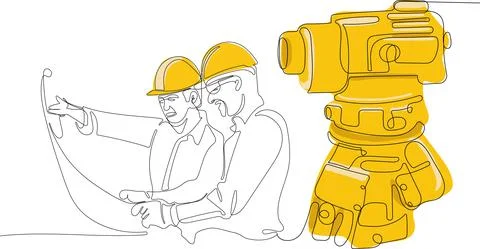 Caucasian worker with helmet on head using tablet イラスト素材