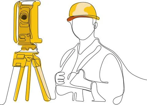 Caucasian worker with helmet on head using tablet Stock Illustration