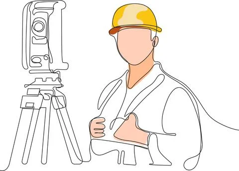 Caucasian worker with helmet on head using tablet Illustrazione stock