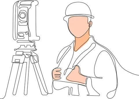 Caucasian worker with helmet on head using tablet Stock Illustration