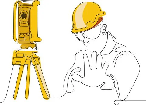 Caucasian worker with helmet on head using tablet Stock Illustration