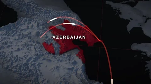 Caucasus and the Caspian 3D elevation relief map with azerbaijan highlighted in Stock Footage 344010419