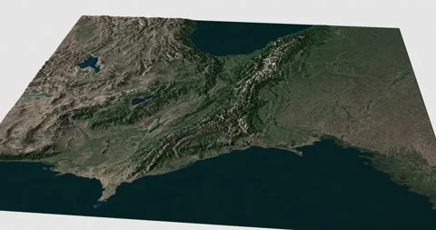 Caucasus east to west map with 3d relief 4K satellite ground height Stock Footage 217396916