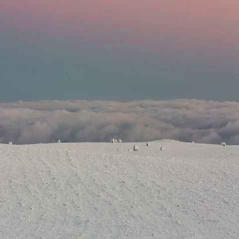 Caucasus. The formation of winter clouds above the volcano Elbrus Stock-Footage 69394644