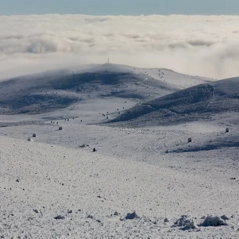 Caucasus. The formation of winter clouds above the volcano Elbrus Stock-Footage 69394864
