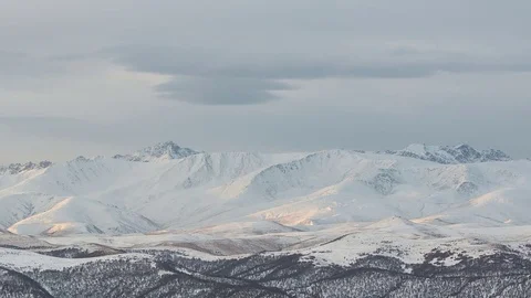 Caucasus. The formation of winter clouds above the volcano Elbrus Stock Footage 70189972
