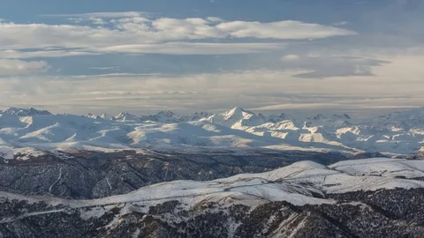 Caucasus. The formation of winter clouds above the volcano Elbrus Stock Footage 70190870