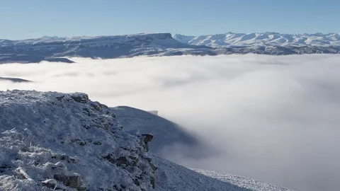 Caucasus. The formation of winter clouds above the volcano Elbrus Video stock 70408255