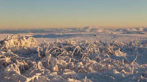 Caucasus. The formation of winter clouds above the volcano Elbrus Stock Footage 70408767