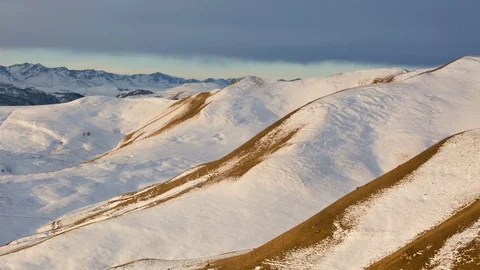 Caucasus. The formation of winter clouds above the volcano Elbrus Stock Footage 72587971
