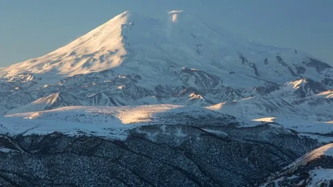 Caucasus. The formation of winter clouds above the volcano Elbrus Stock Footage 72614580