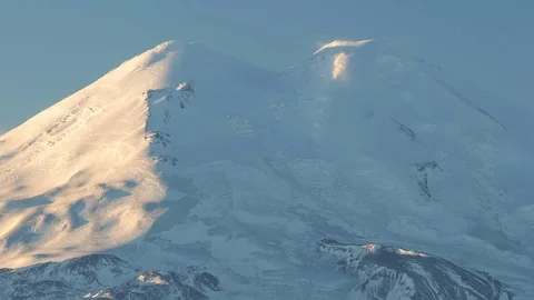 Caucasus. The formation of winter clouds above the volcano Elbrus Stock Footage 72614638