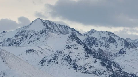 Caucasus. The formation of winter clouds above the volcano Elbrus Stock Footage 72618181