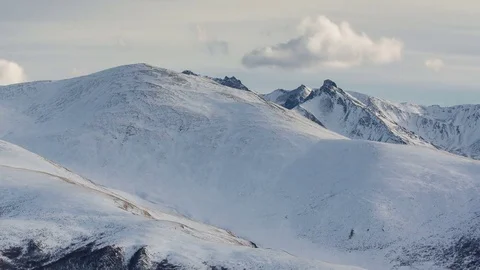 Caucasus. The formation of winter clouds above the volcano Elbrus Stock Footage 72624104