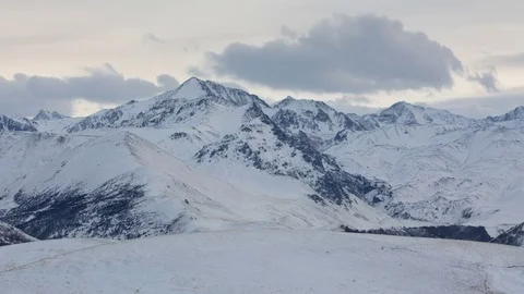 Caucasus. The formation of winter clouds above the volcano Elbrus Stock Footage 72626850