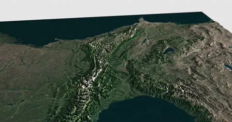 Caucasus map rotate 360 loop ccw with 3d relief 4K satellite ground height Video stock 217396891