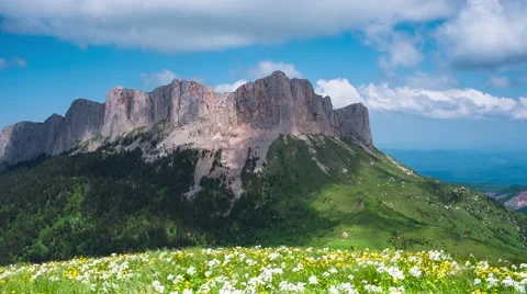 Caucasus mountain with moving clouds Stock Footage 65043195