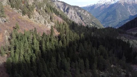 Caucasus. Mountain slopes. Fall. Panorama Stock Footage 144096963