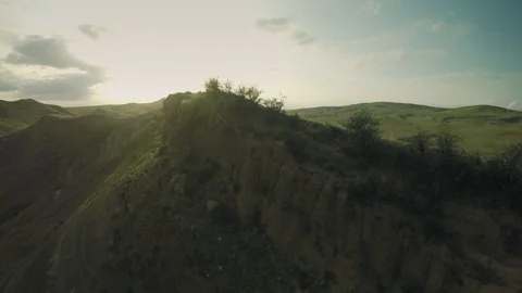 Caucasus mountains epic flight hills and Georgian valley beauty nature georgia Stockbeeldmateriaal 87533325
