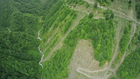 Caucasus mountains epic flight hills caucasian beauty nature georgia animals Stock Footage 87539520