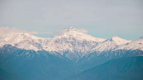 Caucasus Mountains landscape timelapse moving clouds. View from Telavi Stock Footage 270055374