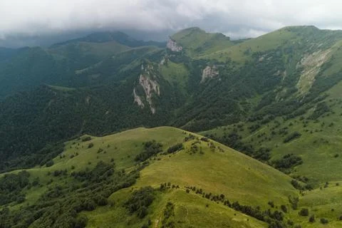 Caucasus mountains with steep cliffs and precipices Stock Photos