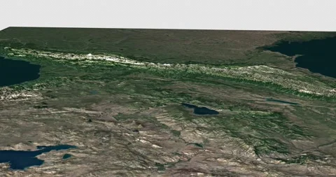 Caucasus south to north map with 3d relief 4K satellite ground low height Stock Footage 217397451