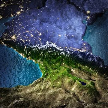 Caucasus space 3d rendering Stock Illustration