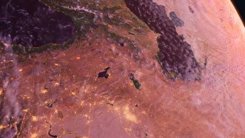 Caucasus from Space. Planet Earth. Globe. Sunrise Stock Footage 326692436