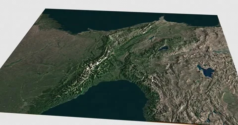 Caucasus west to east map with 3d relief 4K satellite ground height Stock Footage 217397137