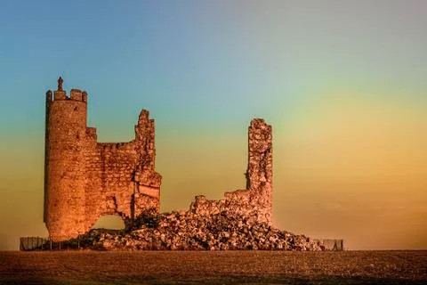 Caudilla castle sunset Stock Photos