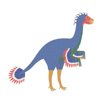 Caudipteryx dinosaur in white background Stock Illustration