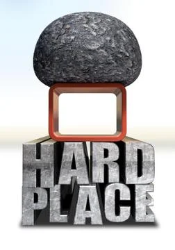 Caught between a rock and a hard place Stock Illustration