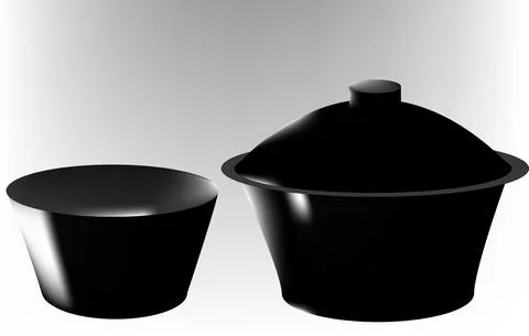 Cauldron and bowl Stock Illustration