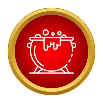 Cauldron boiling magic potion brew icon Stock Illustration
