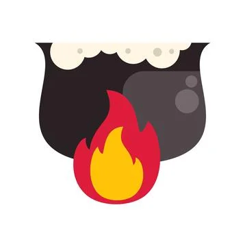 Cauldron boiling a magic potion over flames 스톡 일러스트