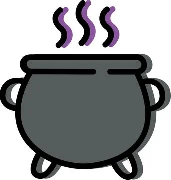 Cauldron with boiling magical potion smoke Stock Illustration