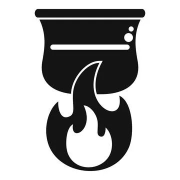 Cauldron boiling over fire with bubbles icon Stockillustratie