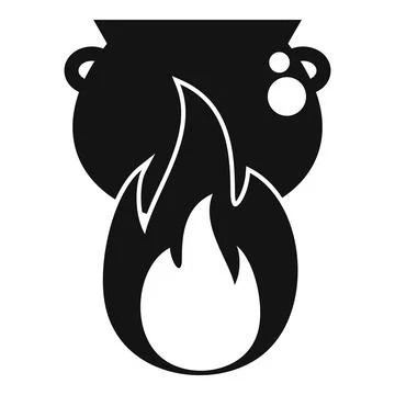 Cauldron boiling over fire creating magic potion Stock Illustration