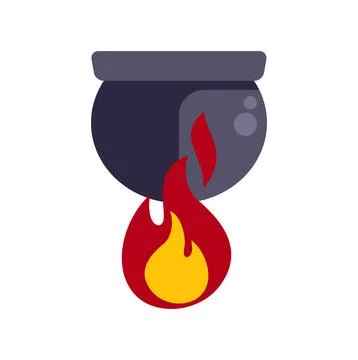 Cauldron boiling over fire icon illustration Ilustração Stock