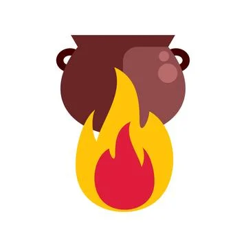 Cauldron boiling a potion over a burning fire icon Ilustração Stock