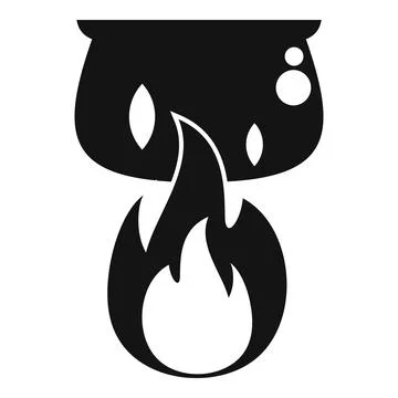 Cauldron boiling a potion over a magic fire Stock Illustration