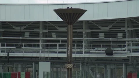 Cauldron Bowl for the lighting of the Olympic flame on 2nd European Games 2019 Stock Footage 107517879