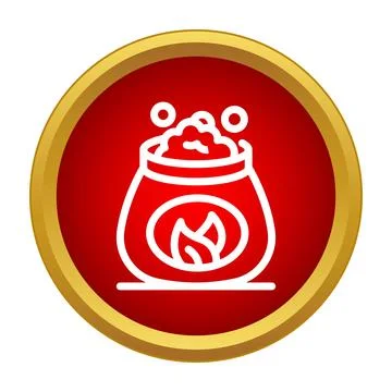 Cauldron brewing magic potion icon with fire Stockillustratie